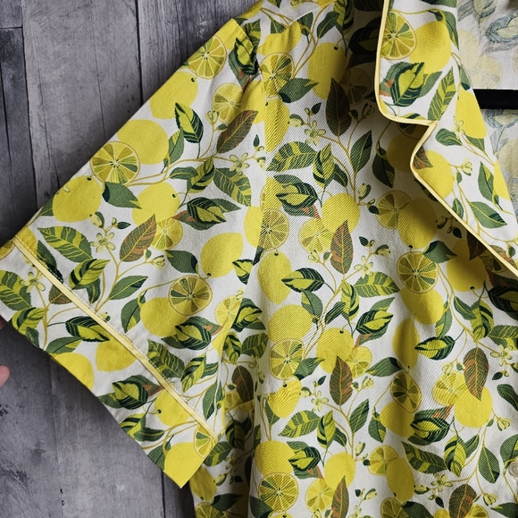 Boden Short Sleeve Pyjama Shirt - Lemon Vine 16/18 - Picture 6 of 11